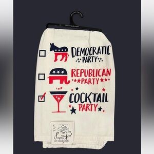 Primitives by Kathy White Kitchen Towel with Red and Blue Design